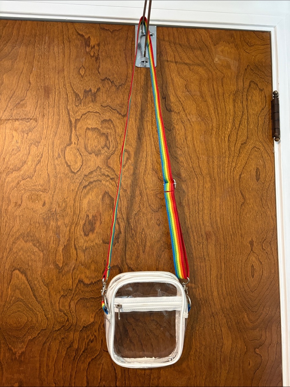 Clear Crossbody Bag with adjustable Rainbow Strap
